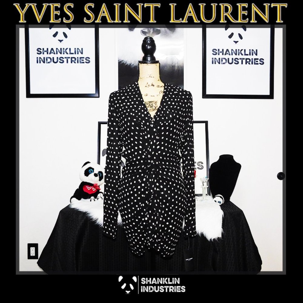 🤍🐼YVES SAINT LAURENT🐼🤍 NWT Butterfly Silk Polka Dot Blouse SZ F34